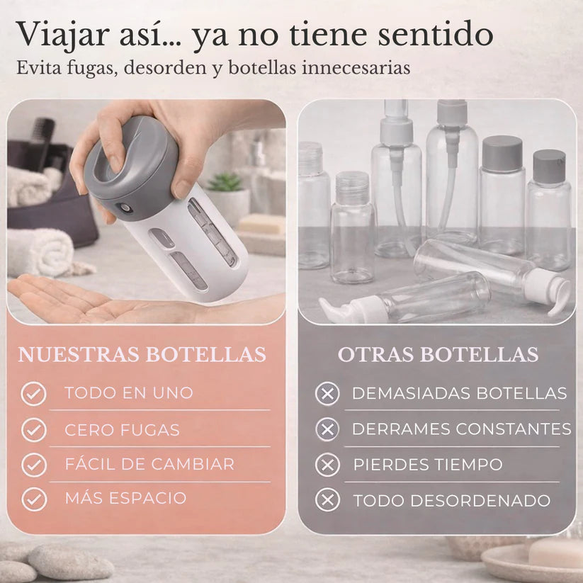 Dispensador Viajero 4 En 1  botellas de viaje portátiles