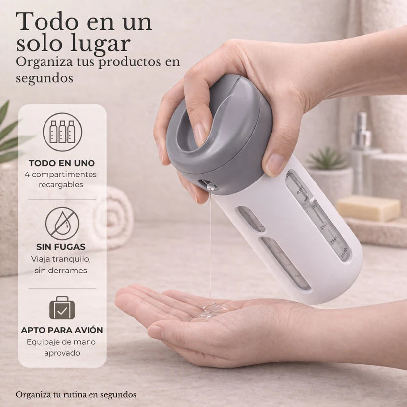 Dispensador Viajero 4 En 1  botellas de viaje portátiles